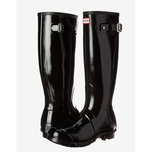 Hunter Original Tall Gloss Womens Size 7 Black Outdoor Waterproof Rain Boots